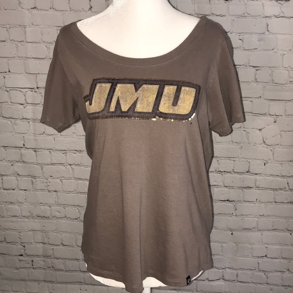 JMU James Madison University Light Brown Short Sleeve Tee Shirt Size Small